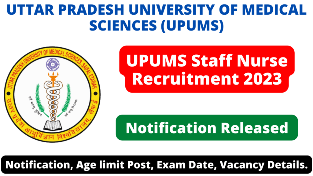 UPUMS Etawah Staff Nurse Recruitment 2023 / उत्तर प्रदेश स्टाफ नर्स भर्ती 2023 Apply Online 2 image 128